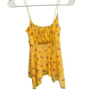 Y2K Floral sheer Yellow Spaghetti Strap Top